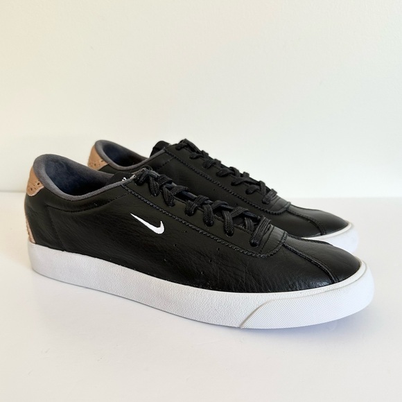 Nike Match Classic Black White Preppy Tan Leather Golf Tennis Sneaker - Picture 1 of 10